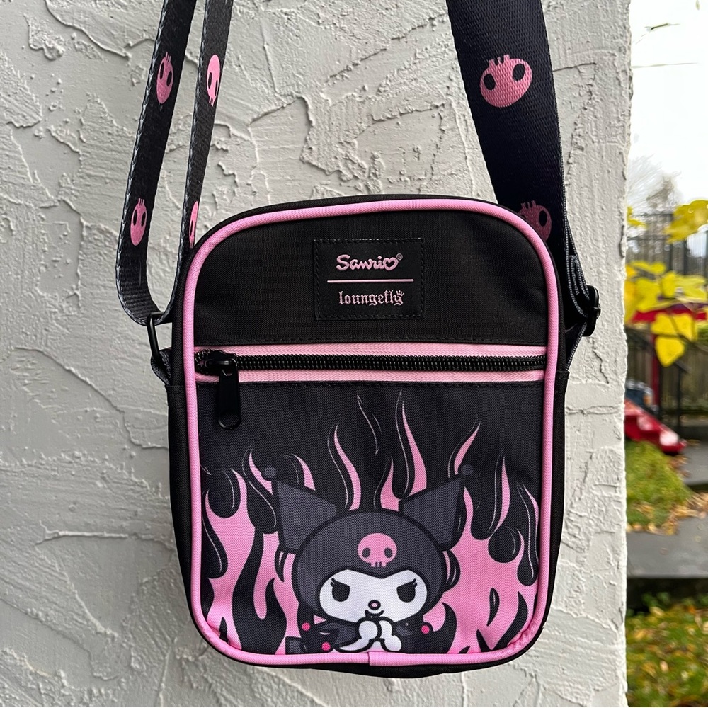 Loungefly Sanrio Kuromi Hello Kitty Flames Athletic Crossbody Bag!